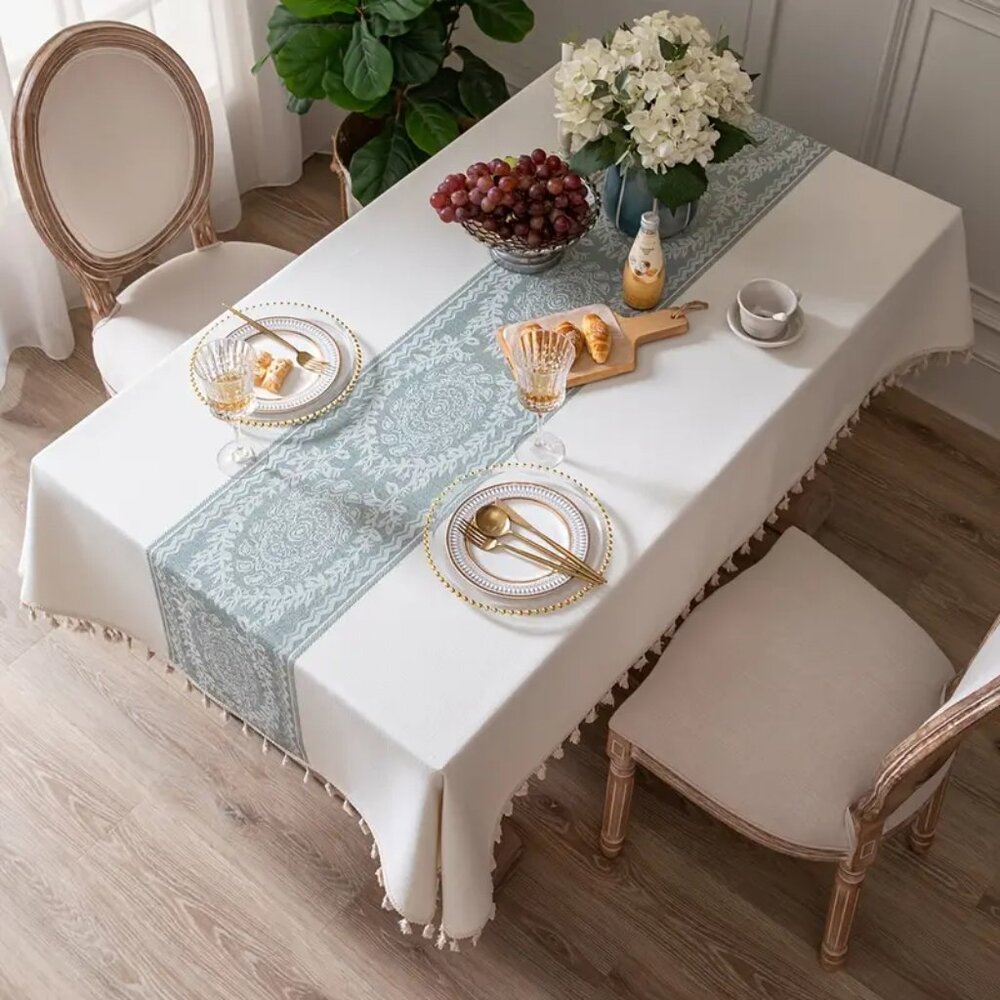 NEW Holiday Table Cloth w/ Tassels, 55"x87" (6-8 Seats)